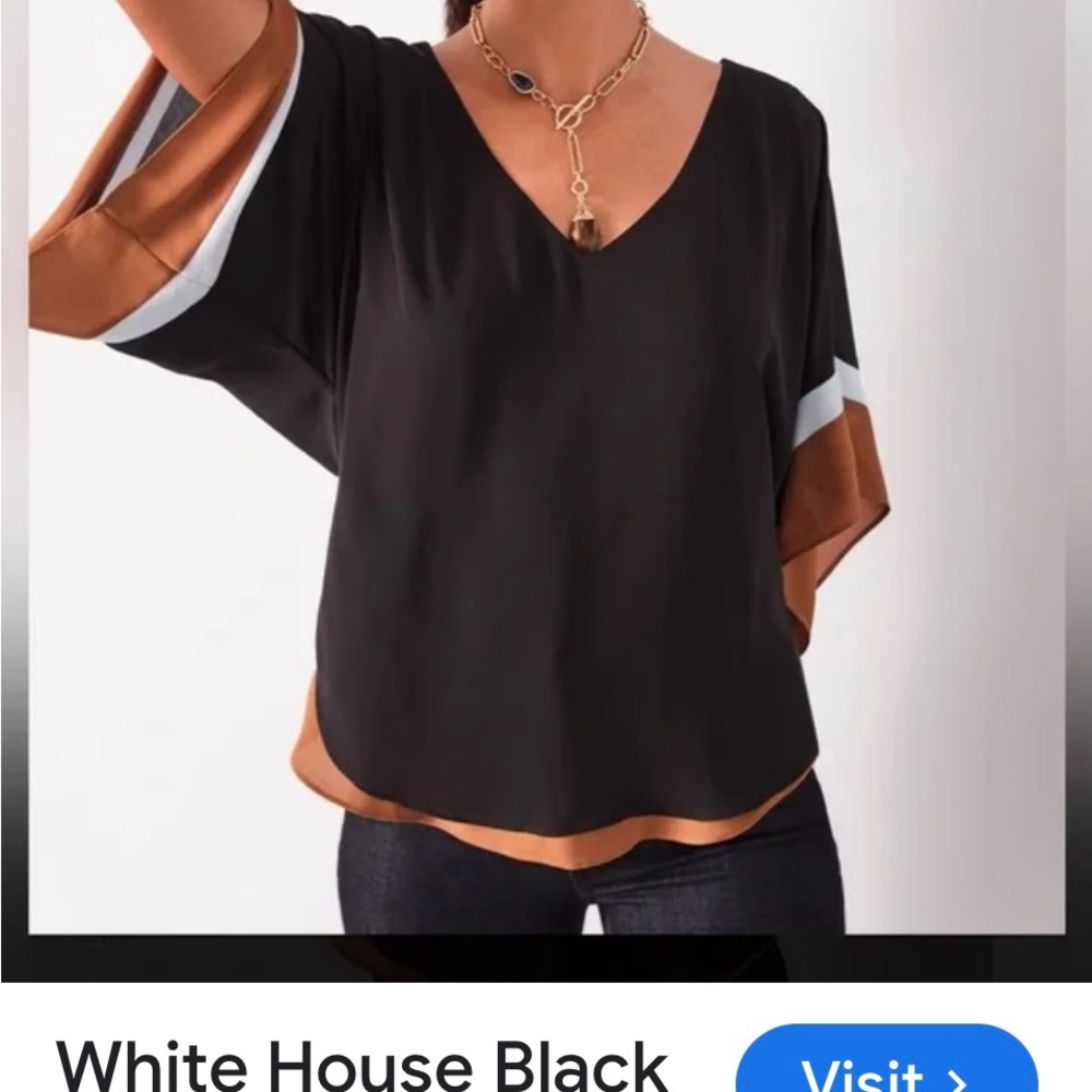 White House Black Market Black Flutter Sleeve Blouse